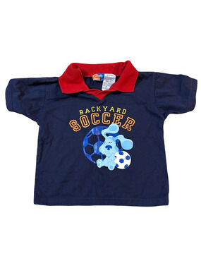 Y2K 2003 Blues Clues Collared Shirt Boys 3T Nick Jr Viacom Backyard Soccer Tee